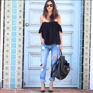 Lovers and Friends Crochet Off the Shoulder Top